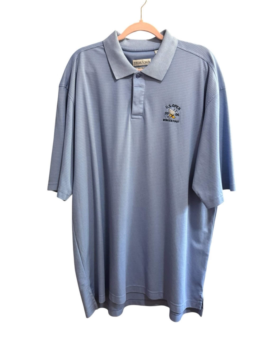 Tehama US Open 2006 Winged Foot Golf Polo Blue Men's XXL Geoff Ogilvy HangEm Dry